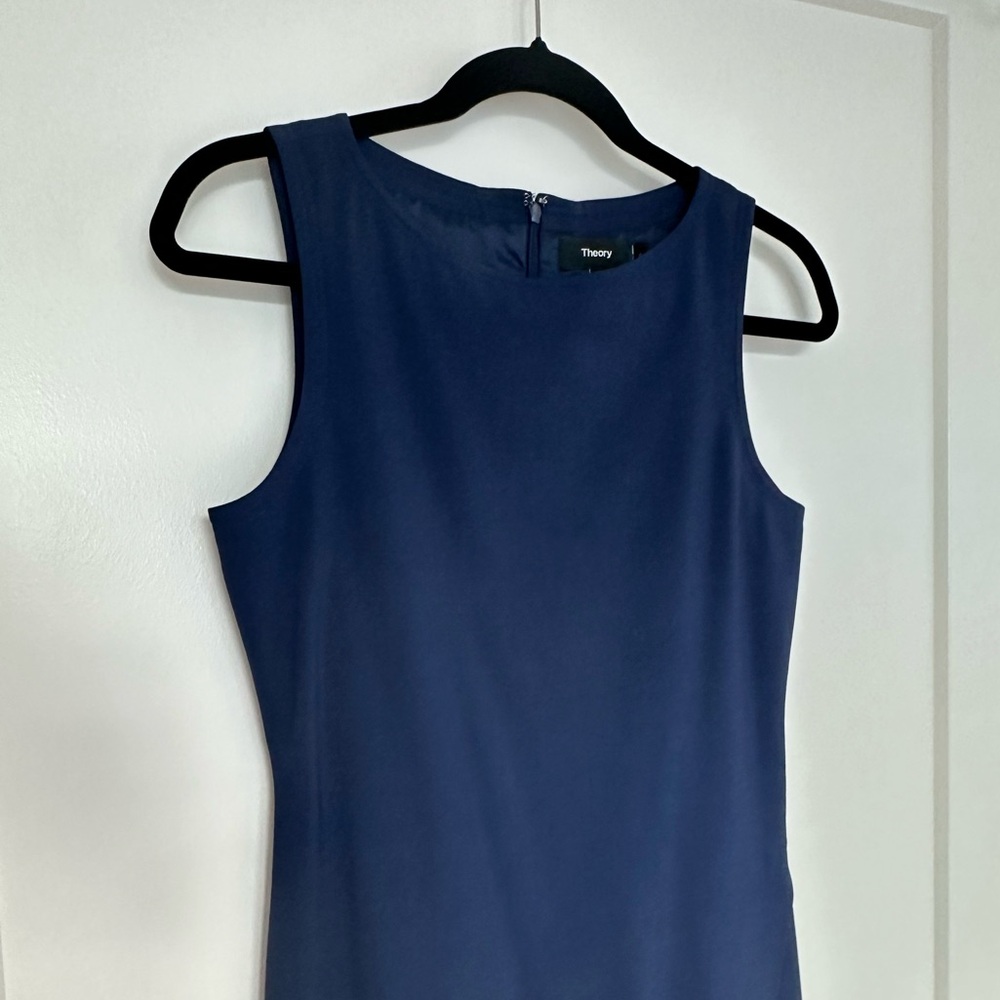 Theory Sleeveless Crepe Dress, Navy